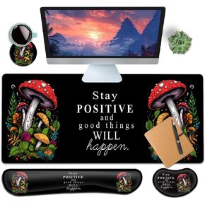 Large Gaming Mouse Pad+ Keyboard Wrist Rest Set, Ergonomics Memory Foam Mouse Mat Wrist Rest Support, Waterproof Extended Mousepad 31.5x11.8in, African American Women Black Girl Desk Pad