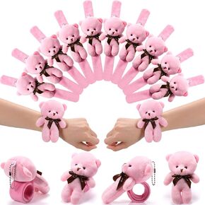 Ceenna 16 Pcs Bear Stuffed Animal Slap Bracelets Bear Plush Slap Bracelets 8.66 Inch Adorable Wrist Toys Bulk for Easter Basket Stuffers Birthday Party Gifts Favors Goodie Bag Fillers