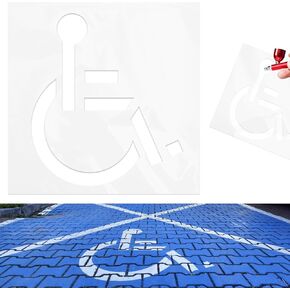 36"x32" Handicap Stencil for Parking Lot, Silicone Handicap Parking Stencil Reusable Disabled Wheelchair Symbol Template for Garage Pavement Painting
