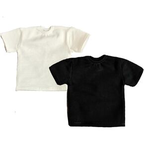 1/6 Custom Scale 2X T-Shirt Clothes for 12" Male Action Figure Doll Clothes Toy (Black+White)