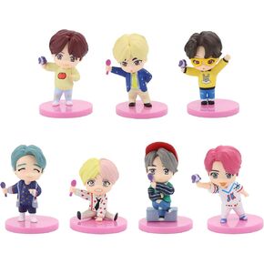 مجموعة أغطية الكعك في مجموعة KPOP Bangtan - 7pcs ، زخارف كب كيك الحفلات ، مستلزمات حفلة عيد ميلاد هدية لشخصية عمل الجيش - هدية مثالية (مجموعة رائعة)