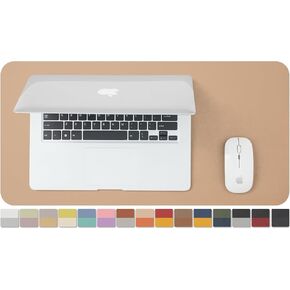 Compact Dual Sided Leather Desk Mat - Desk Pad for Office and Home - Desk Organization and Accessories - Ideal for Large Mouse Pad and Small Desk Mats on Top of Desks(Apricot+Orange,23.6"x 11.8")