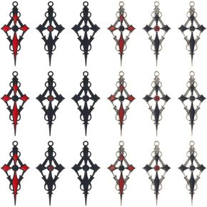 SUNNYCLUE 1 Box 24Pcs 6 Color Gothic Cross Charms Bulk Halloween Red Black Rosary Silver Alloy Rhinestone Enamel Crosses Charm for Jewelry Making Charms Necklace Earrings Key Chain Adult DIY Craft