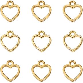 Pandahall 50Pcs Golden Open Back Bezel Charms Hollow Frame Charms Teardrop Round Heart Pendants Open Bezels for Resin Jewelry Making