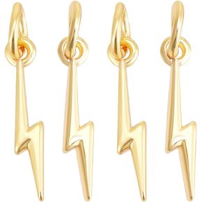 Beebeecraft 1 Box 20Pcs Real 18K Gold Plated Lightning Bolt Charms Bulk Flash Shape Weather Storm Thunder Dangle Pendants Lightning Charm for Necklace Earrings Bracelets DIY Jewelry Making Accessories