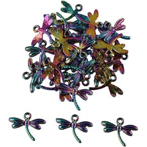 30Pcs Colourful Dragonfly Charms,Alloy Animal Pendants,Cute Dragonfly Charms for Jewelry Making,DIY Bracelet Necklace Accessories
