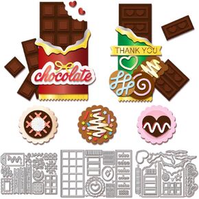 GLOBLELAND Valentine's Day Layered Chocolate Cutting Dies for DIY Scrapbooking Metal Valentine's Day Dessert Cut Dies Craft Die Cuts for Card Making Embossing Photo Album Craft Decor