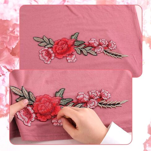 Flower Patches, 12 Pcs Red Rose Embroidered Sew On Patches for Clothing, Floral Appliques Embellishments for DIY Crafts Making, Sewing, Backpacks, Jeans, Clothing, Hat, Jacket, Bags in Saudi Arabia