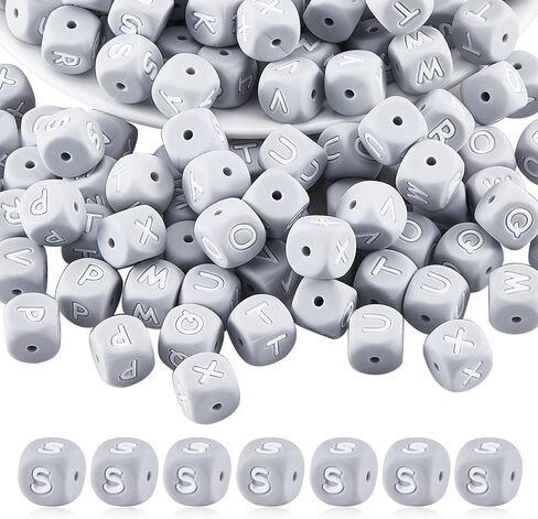 BEEFLYING 20 Pcs Black Cube Letter A Silicone Beads 12x12x12mm Square Dice Alphabet Beads with 2mm Hole Spacer Loose Letter Beads for Bracelet Necklace Jewelry Making(Letter A) in Kuwait