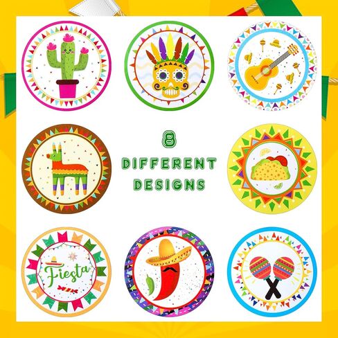 500 Pcs Fiesta Party Stickers Mexican Decorations Mexican Theme Stickers Mexican Party Favors for Kids Fiesta Scrapbook Stickers Round Circle Labels with 8 Patterns for Cinco De Mayo (Classic Style) in Saudi Arabia