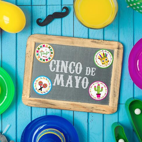 500 Pcs Fiesta Party Stickers Mexican Decorations Mexican Theme Stickers Mexican Party Favors for Kids Fiesta Scrapbook Stickers Round Circle Labels with 8 Patterns for Cinco De Mayo (Classic Style) in Saudi Arabia