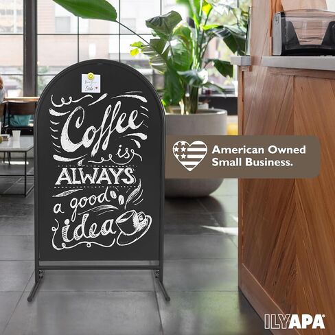 Ilyapa Metal Double Sided Swinging Chalkboard Sign - 21x35 inch Magnetic Sidewalk Sign - A Frame Chalkboard Alternative Menu Board for Restaurant, Modern Vintage Freestanding Sandwich Boards in Saudi Arabia