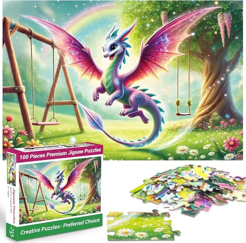 100 Piece Puzzles Raibow Unicorn Puzzle for Kids Ages 4-8 8-10, 100 Piece Jigsaw Puzzle for Adults Children Learning Educational Puzzles Toys Birthday Gifts for Girls Boys in Kuwait