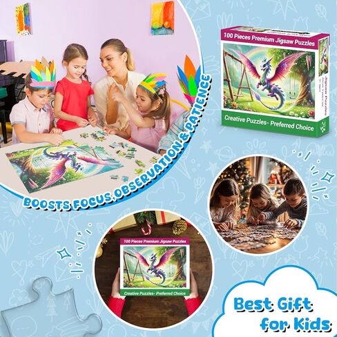 100 Piece Puzzles Raibow Unicorn Puzzle for Kids Ages 4-8 8-10, 100 Piece Jigsaw Puzzle for Adults Children Learning Educational Puzzles Toys Birthday Gifts for Girls Boys in Kuwait