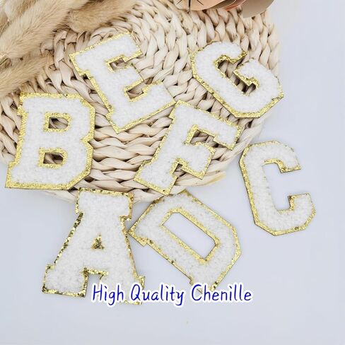 5 PCS 2.16" White Chenille Letter Patches, Self Adhesive Letters Patches for Clothing, Stick on Letters for Travel Bags Hats Backpacks Jeans Shoes Craft Laptop (Letter M) in Kuwait