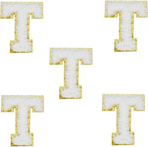 5 PCS 2.16" White Chenille Letter Patches, Self Adhesive Letters Patches for Clothing, Stick on Letters for Travel Bags Hats Backpacks Jeans Shoes Craft Laptop (Letter M) in Kuwait
