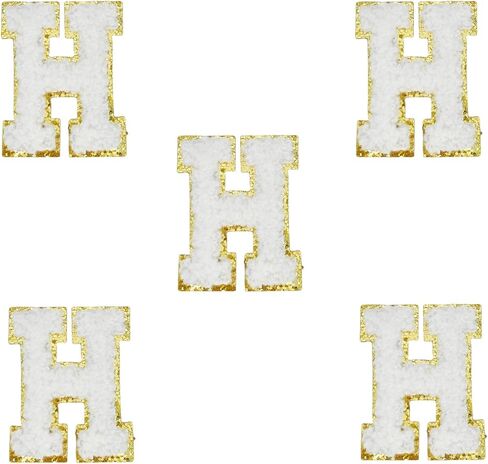 5 PCS 2.16" White Chenille Letter Patches, Self Adhesive Letters Patches for Clothing, Stick on Letters for Travel Bags Hats Backpacks Jeans Shoes Craft Laptop (Letter M) in Kuwait