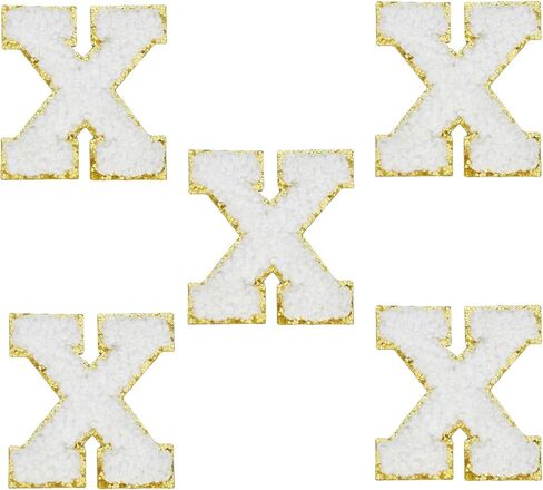 5 PCS 2.16" White Chenille Letter Patches, Self Adhesive Letters Patches for Clothing, Stick on Letters for Travel Bags Hats Backpacks Jeans Shoes Craft Laptop (Letter M) in Kuwait