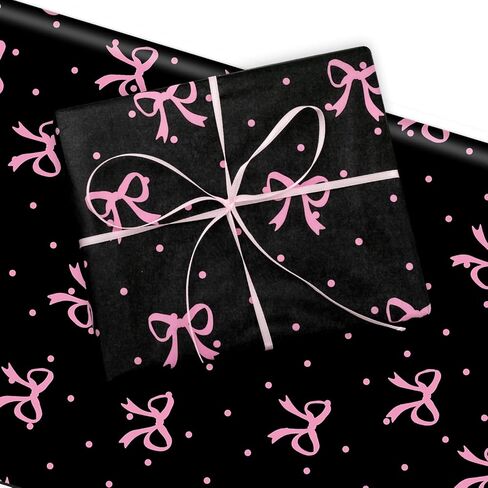 JarThenaAMCS 60 Sheets Pink Bow Tissue Paper Cute Bow Knot Dot Gift Wrapping Paper Decorative Art Paper for Coquette Birthday Baby Shower Party DIY Crafts, 14 x 20 Inch in Saudi Arabia