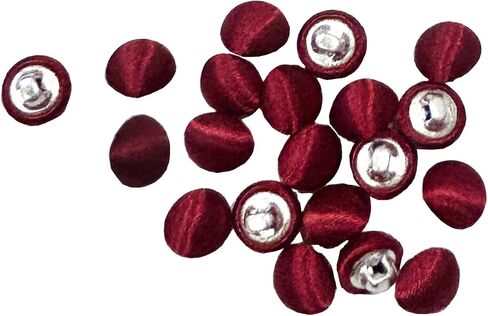 20Pcs 10mm Round Mini Satin Fabric Covered Sewing Buttons for Vintage Suits Wedding Bridal Dress (OneSize, Burgundy) in Kuwait
