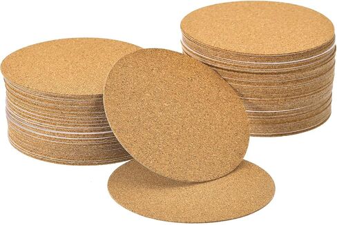 uxcell 25pcs Self Adhesive Cork Coasters 3.5 x 3.5 x 0.08 Cork Mats Cork Tiles Cork Backing Sheets Mini Cork Board for Coasters and DIY Crafts, Round in Saudi Arabia