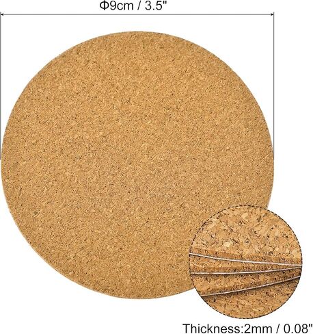 uxcell 25pcs Self Adhesive Cork Coasters 3.5 x 3.5 x 0.08 Cork Mats Cork Tiles Cork Backing Sheets Mini Cork Board for Coasters and DIY Crafts, Round in Saudi Arabia