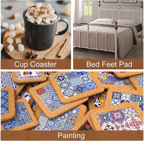 uxcell 25pcs Self Adhesive Cork Coasters 3.5 x 3.5 x 0.08 Cork Mats Cork Tiles Cork Backing Sheets Mini Cork Board for Coasters and DIY Crafts, Round in Saudi Arabia