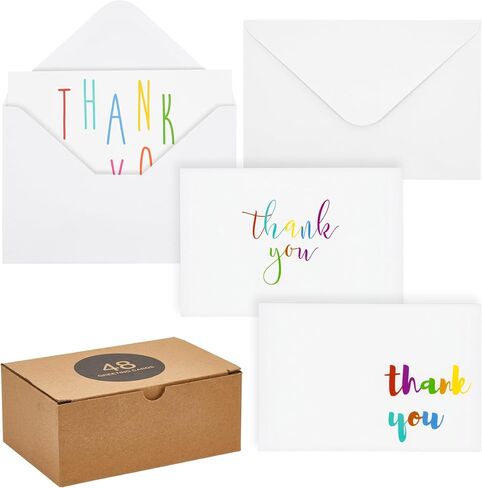 Juvale 48 Pack 4x6-inch Bulk Thank You Cards with Envelopes - Appreciation Gift Note for Teachers and Kids (6 Assorted Designs) in Saudi Arabia