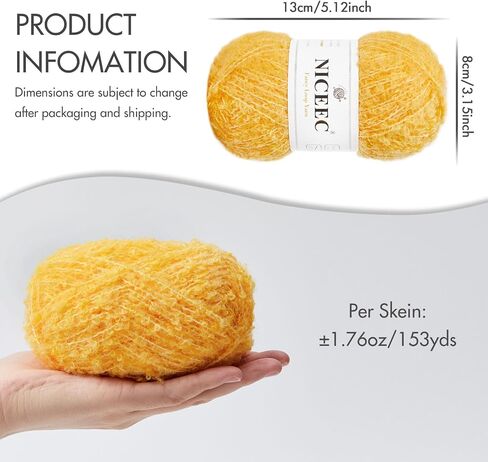 NICEEC 4 Skeins Fancy Loop Yarn Soft Yarn with Little Loop Novelty Yarn for DIY Craft Fashion Yarn for Crochet Knitting Boucle Yarn Fingering Weight Yarn Totle Length 4×153yds(4×1.76oz)-White in Saudi Arabia
