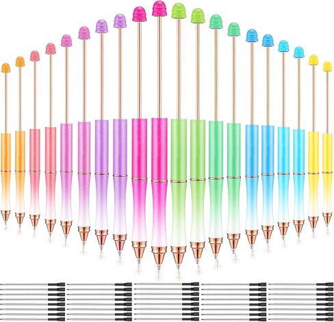 CHIVAO 20 PCS Metal Beadable Abels Artressed Bead Point Propens ألوان متنوعة مع 40 عبوات حبر Bling Black للأطفال السود in Kuwait