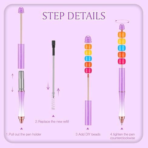 CHIVAO 20 PCS Metal Beadable Abels Artressed Bead Point Propens ألوان متنوعة مع 40 عبوات حبر Bling Black للأطفال السود in Kuwait