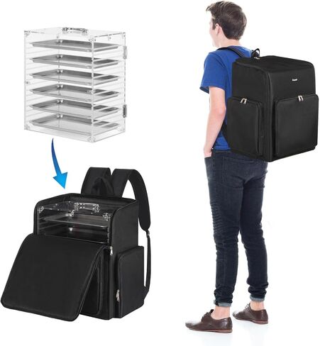 Clear Acrylic Miniature Storage Case, Miniatures Carrying Case with 6 Magnetic Metal Trays, Miniature Display Case with Protective Door Compatible with Warhammer 40k in Kuwait