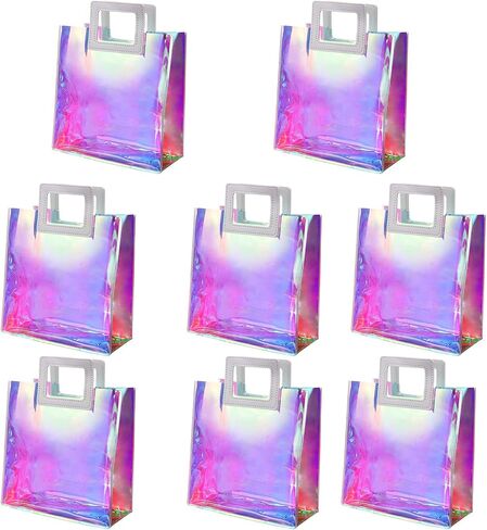 حقائب هدايا أوتولي 8pcs مع مقابض حقيبة هدايا واضحة 7.9 * 7.1 * 3.9 بوصة حقائب الهدايا مع مقابض الهدايا المجسمة لعيد الميلاد ، حفلة عيد الميلاد ، وأحزاب الهدايا. in Kuwait