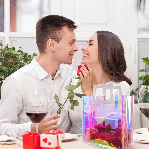 حقائب هدايا أوتولي 8pcs مع مقابض حقيبة هدايا واضحة 7.9 * 7.1 * 3.9 بوصة حقائب الهدايا مع مقابض الهدايا المجسمة لعيد الميلاد ، حفلة عيد الميلاد ، وأحزاب الهدايا. in Kuwait