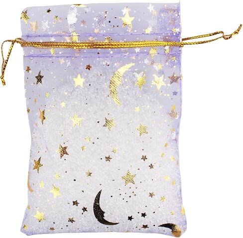 QIANHAILIZZ 100 Pack 3.5 x 4.7 Inch Moon Star Organza Jewelry Gift Pouch Candy Pouch Drawstring Wedding Favor Bags MS9 (pink) in Kuwait