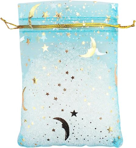 QIANHAILIZZ 100 Pack 3.5 x 4.7 Inch Moon Star Organza Jewelry Gift Pouch Candy Pouch Drawstring Wedding Favor Bags MS9 (pink) in Kuwait