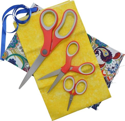 Westcott 55875 Craft Scissors Set, Scissors For Office, Home and Classroom, 8-Inch / 5-Inch / 3-Inch, Red/Gray, 3 Pack in Kuwait