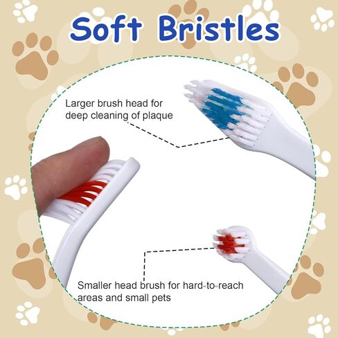 3 Pcs Dual Headed Pet Toothbrush for Dogs & Cats, Soft Bristles Pet Teeth Brush Double Head Cleaning Toothbrush for Small and Large Dogs Cats Teeth Cleaning and Dental Care(Three Colors) in Saudi Arabia