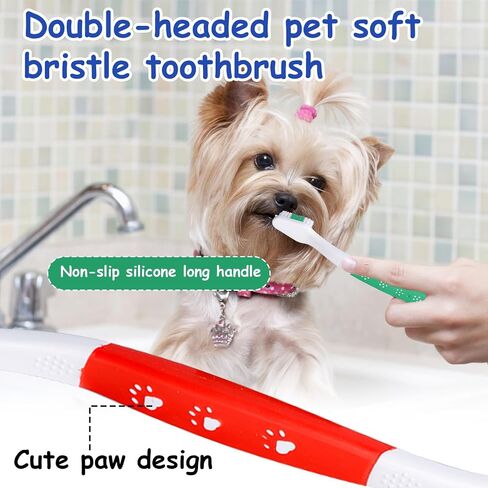 3 Pcs Dual Headed Pet Toothbrush for Dogs & Cats, Soft Bristles Pet Teeth Brush Double Head Cleaning Toothbrush for Small and Large Dogs Cats Teeth Cleaning and Dental Care(Three Colors) in Saudi Arabia