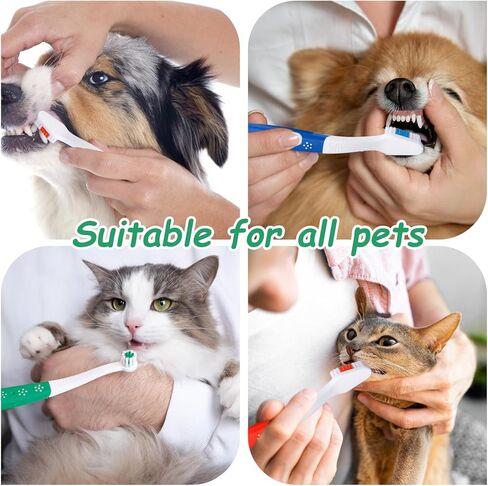 3 Pcs Dual Headed Pet Toothbrush for Dogs & Cats, Soft Bristles Pet Teeth Brush Double Head Cleaning Toothbrush for Small and Large Dogs Cats Teeth Cleaning and Dental Care(Three Colors) in Saudi Arabia