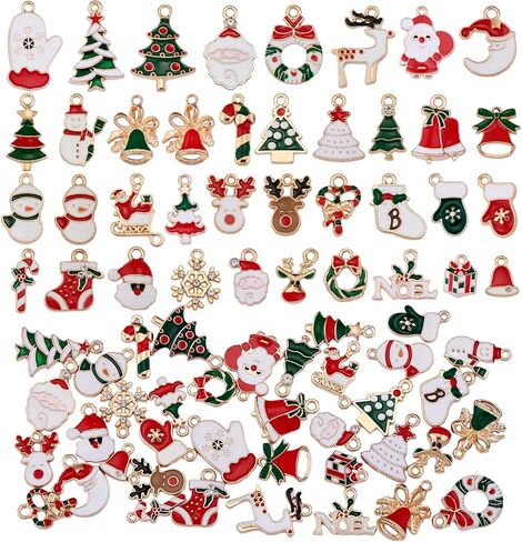 COGCHARGER 20 Pcs Christmas Charm Pendants Santa Hat Snowflake Pendant Christmas Enamel Charms for Jewelry Necklace Bracelet Earring Gift Making Crafts in Kuwait