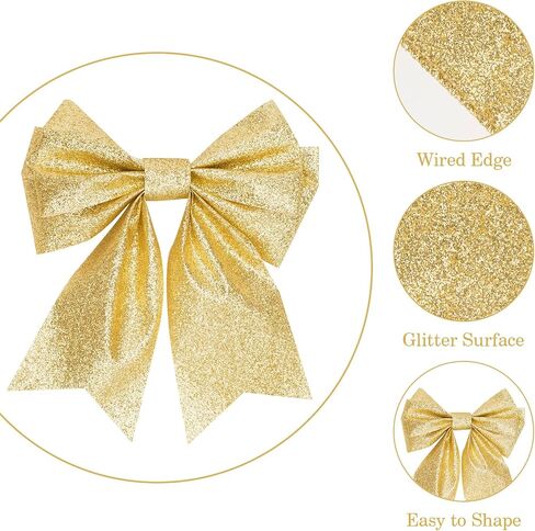 Gold Glitter Ribbon Christmas Wired Ribbon 2.5 Inch 11 Yards Gift Wrapping Ribbon Christmas Ribbon Glitter Ribbon for Christmas Tree Decoration, DIY Craft, Home Decor (Gold) in Saudi Arabia