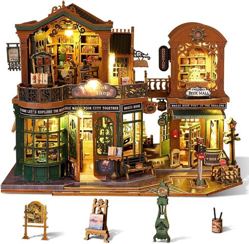 DIY Miniature House Kit Magic Treasure House, Mini Doll House Building Kit with LED Lights Furniture, Miniature Dollhouse Kit Wooden Crafts for Adults Teens Gifts in Saudi Arabia