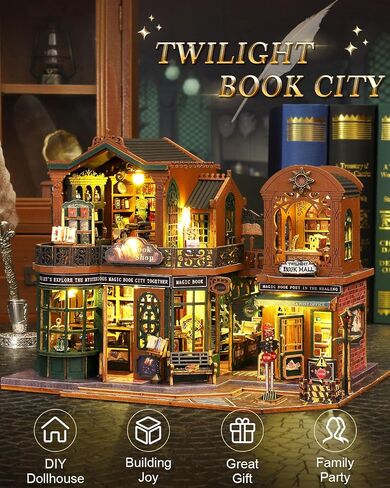 DIY Miniature House Kit Magic Treasure House, Mini Doll House Building Kit with LED Lights Furniture, Miniature Dollhouse Kit Wooden Crafts for Adults Teens Gifts in Saudi Arabia