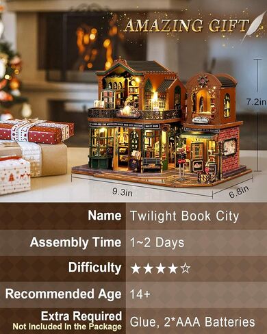 DIY Miniature House Kit Magic Treasure House, Mini Doll House Building Kit with LED Lights Furniture, Miniature Dollhouse Kit Wooden Crafts for Adults Teens Gifts in Saudi Arabia