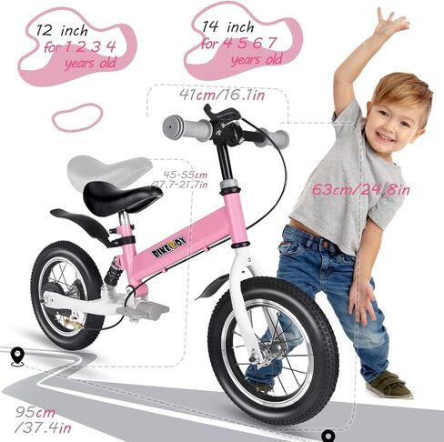 Balance Bike 2 in 1 ، الاستخدام المزدوج لدراجة توازن بين الأطفال ودراجة الأطفال ، 12 14 بوصة لمدة 2-6 سنوات ، مع امتصاص الصدمات والمصدات والدواسات والعجلات المساعدة in Kuwait