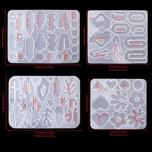 (4 Pack) Resin Earring Molds, Resin Jewelry Molds for Epoxy Variety Shape Silicone Pendant Molds for Women Earring Making in Saudi Arabia