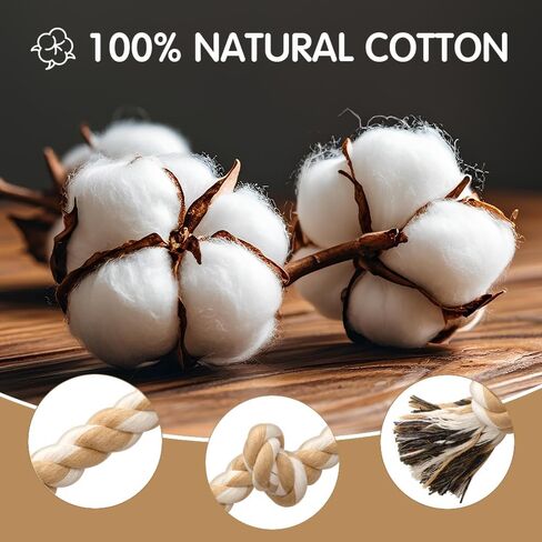 Ycozy 4-Knot Dog Rope Toy for Medium/Small Dogs 26in Dog Rope for Aggressive Chewers Puppy Dog Tug Toy Almost Indestructible Teething Chew Toy Natural Cotton in Kuwait