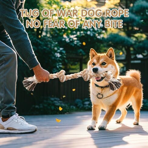 Ycozy 4-Knot Dog Rope Toy for Medium/Small Dogs 26in Dog Rope for Aggressive Chewers Puppy Dog Tug Toy Almost Indestructible Teething Chew Toy Natural Cotton in Kuwait