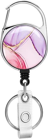 Soleebee Badge Cenlable Retractable ، حامل شارة Carabiner الممرضة ، مقطع شارة اسم المعرف ، مقطع بكرة الشارة مع مقطع حزام و 24 '' سلك نايلون متين (قطة أسود مع زهرة A) in Kuwait